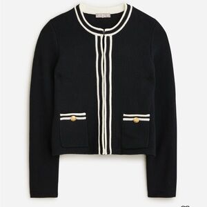 NWT J.Crew Emilie Black and White Trim Cardigan